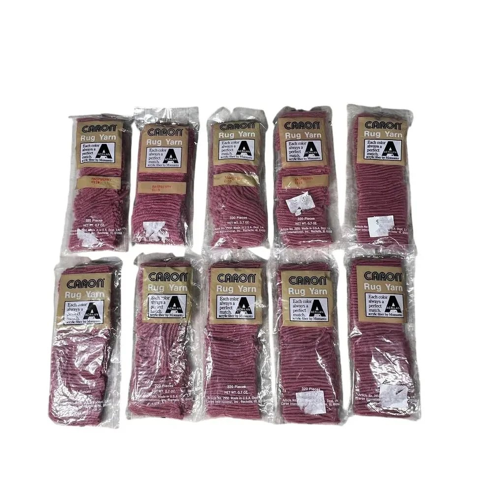 CARON Vintage Rug Yarn Raspberry 0119 Lot 10 Packs Acrilan Acrylic 320 Pieces
